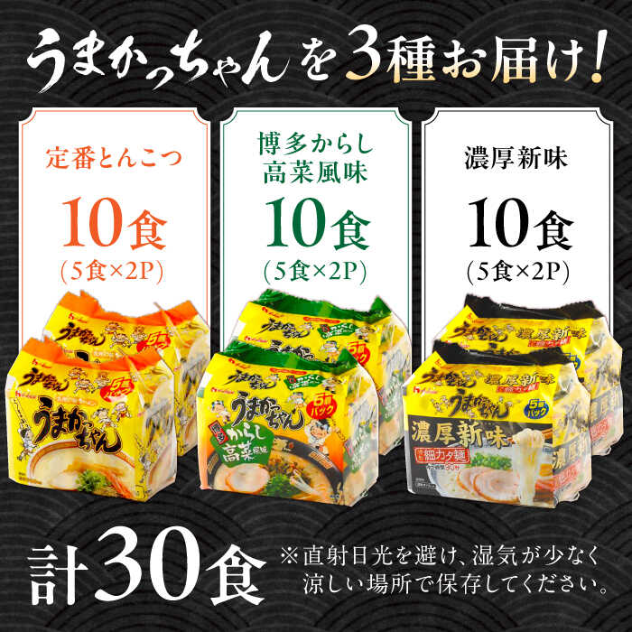 うまかっちゃん3種 計30食（とんこつ、高菜、濃厚新味）